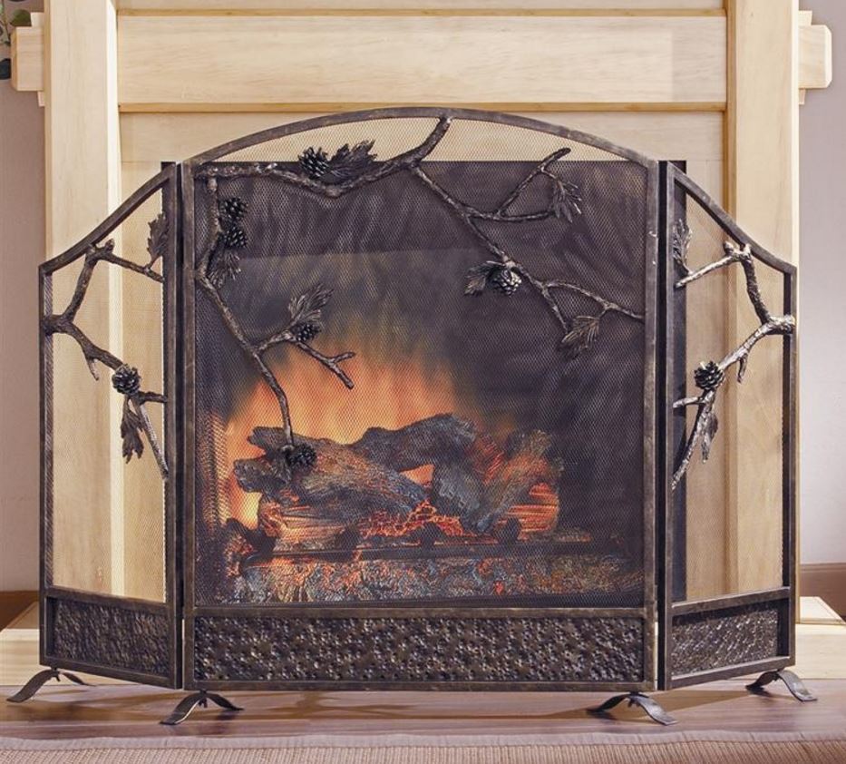 Fireplace Screen - Rustic Pinecone